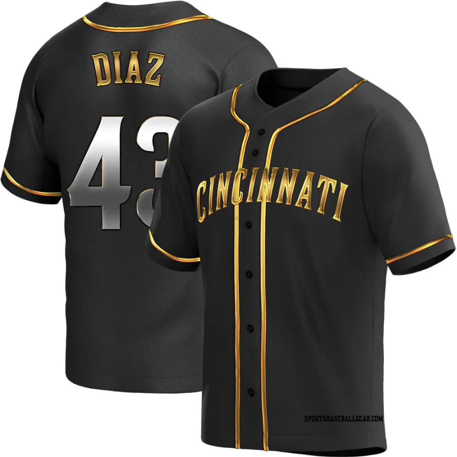 Alexis Diaz Youth Cincinnati Reds Black Golden Replica Alternate Jersey