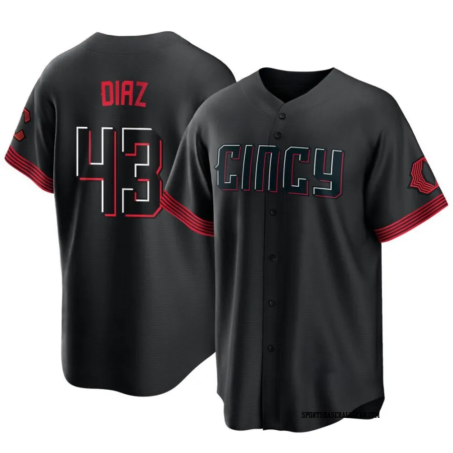 Alexis Diaz Youth Cincinnati Reds Black Replica 2023 City Connect Jersey