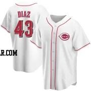 Alexis Diaz Youth Cincinnati Reds White Replica Home Jersey