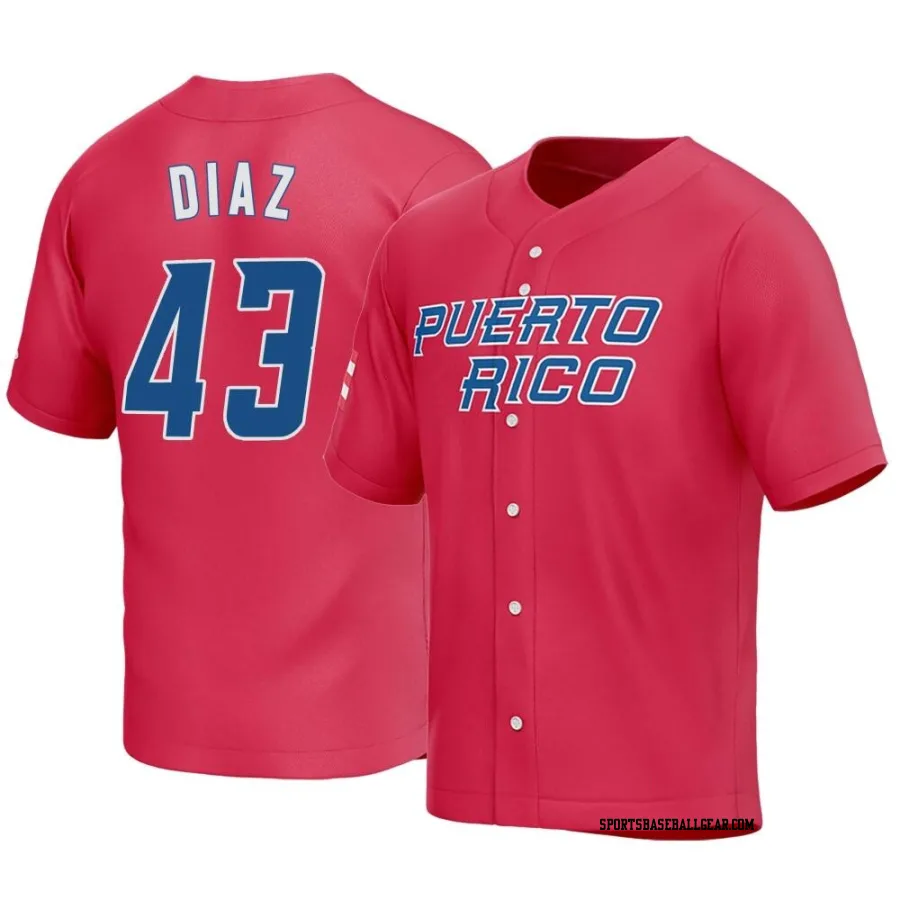 Alexis Diaz Youth Puerto Rico Baseball Red Replica 2023 World Baseball Classic Jersey