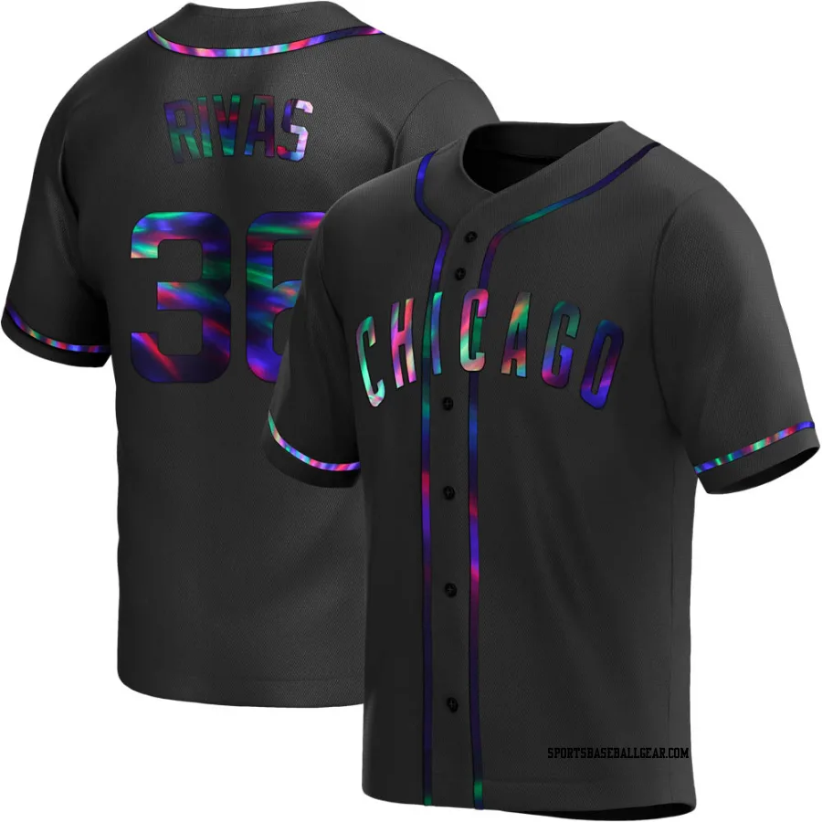 Alfonso Rivas Men's Chicago Cubs Black Holographic Replica Alternate Jersey