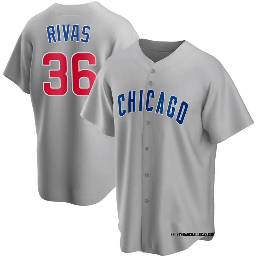 Alfonso Rivas Men's Chicago Cubs Gray Replica Road Jersey