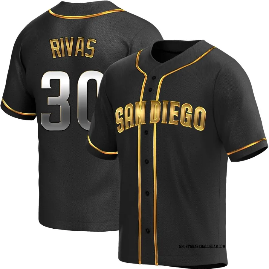 Alfonso Rivas Men's San Diego Padres Black Golden Replica Alternate Jersey