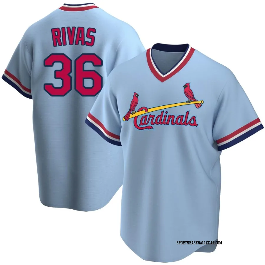 Alfonso Rivas Men's St. Louis Cardinals Light Blue Replica Road Cooperstown Collection Jersey