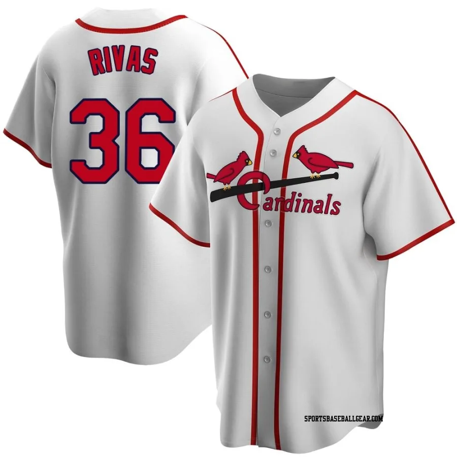 Alfonso Rivas Men's St. Louis Cardinals White Home Cooperstown Collection Jersey