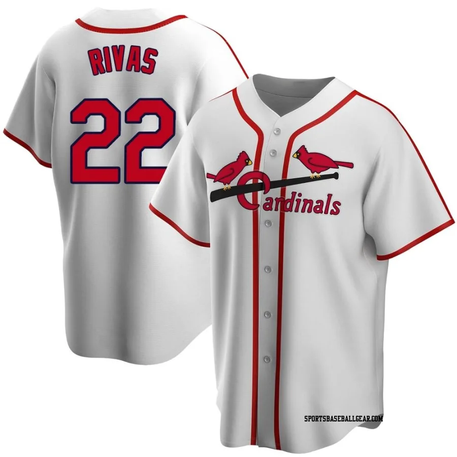 Alfonso Rivas Men's St. Louis Cardinals White Home Cooperstown Collection Jersey