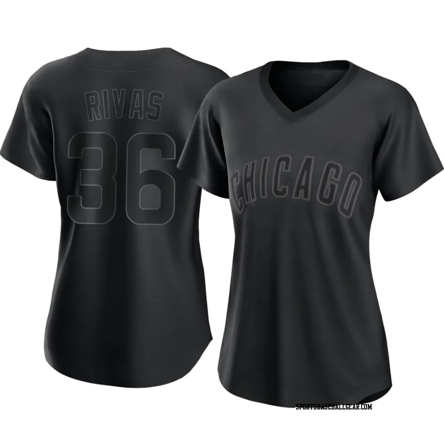 Alfonso Rivas Women's Chicago Cubs Black Replica Pitch Fashion Jersey