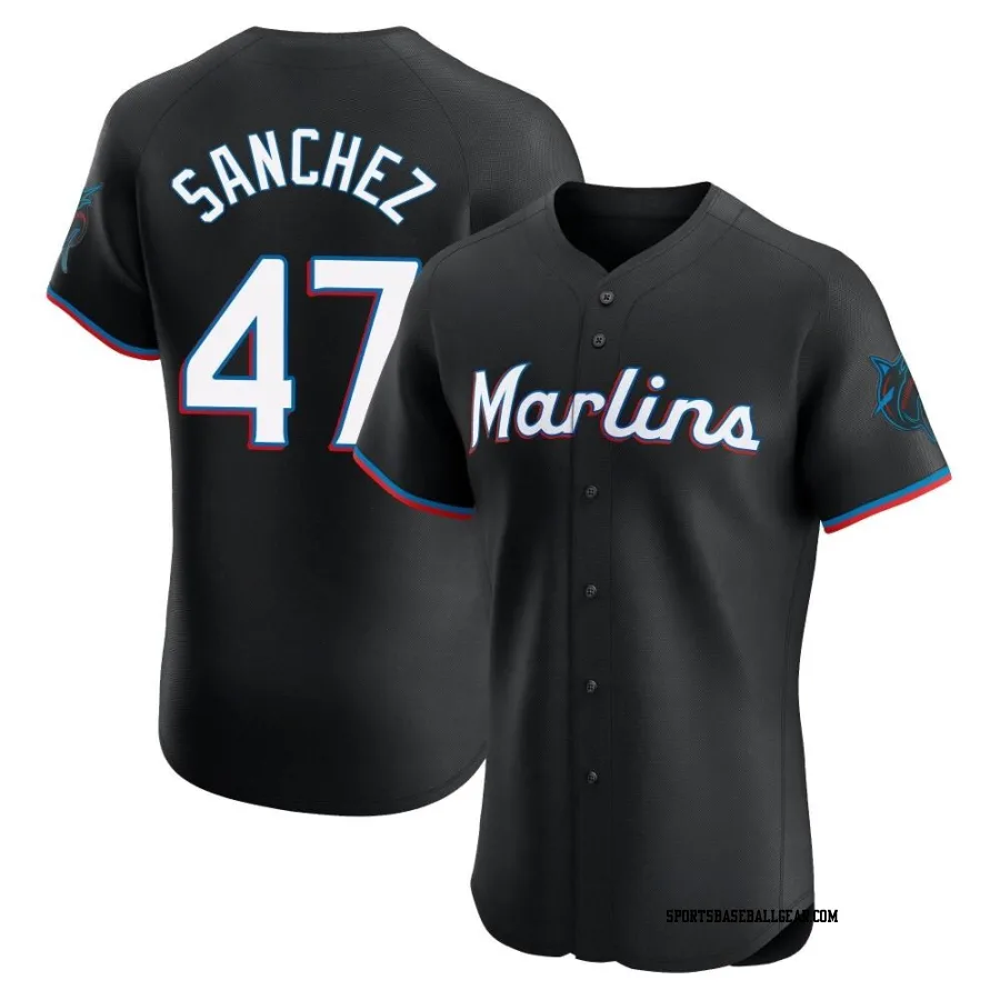 Ali Sanchez Men's Miami Marlins Black Elite Alternate Vapor Premier Jersey