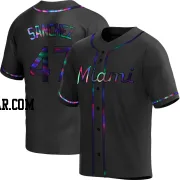 Ali Sanchez Men's Miami Marlins Black Holographic Replica Alternate Jersey