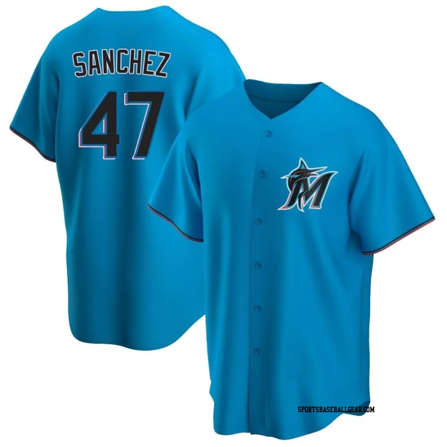 Ali Sanchez Men's Miami Marlins Blue Replica Alternate Jersey