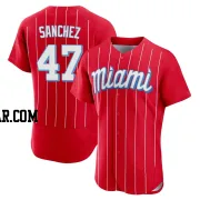 Ali Sanchez Men's Miami Marlins Red Authentic 2021 City Connect Jersey