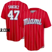 Ali Sanchez Men's Miami Marlins Red Replica 2021 City Connect Jersey