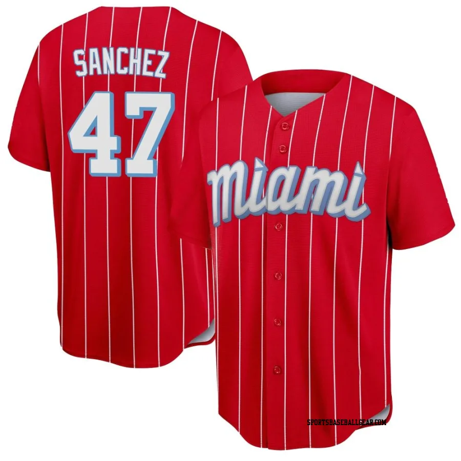 Ali Sanchez Men's Miami Marlins Red Replica 2021 City Connect Jersey