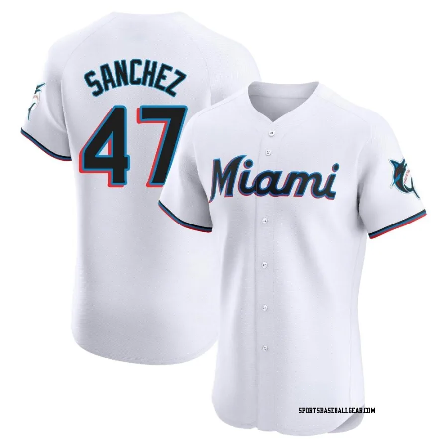 Ali Sanchez Men's Miami Marlins White Elite Home Jersey