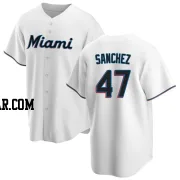 Ali Sanchez Men's Miami Marlins White Replica Home Jersey