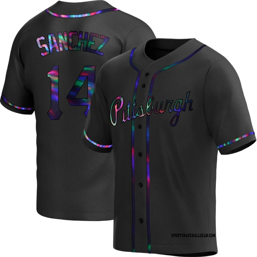 Ali Sanchez Men's Pittsburgh Pirates Black Holographic Replica Alternate Jersey