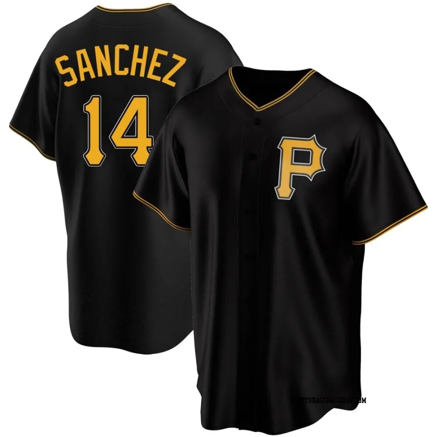 Ali Sanchez Men's Pittsburgh Pirates Black Replica Alternate Jersey