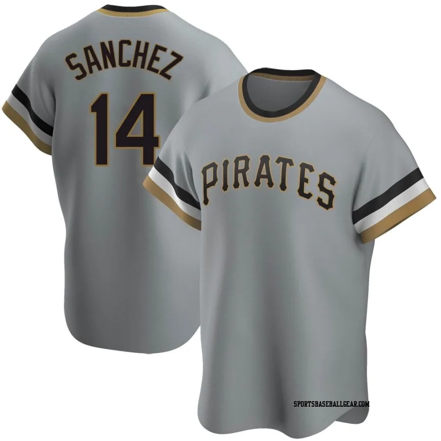 Ali Sanchez Men's Pittsburgh Pirates Gray Replica Road Cooperstown Collection Jersey