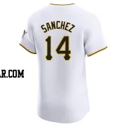 Ali Sanchez Men's Pittsburgh Pirates White Elite Home Jersey