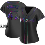 Ali Sanchez Women's Miami Marlins Black Holographic Replica Alternate Jersey