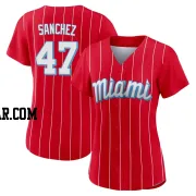 Ali Sanchez Women's Miami Marlins Red Authentic 2021 City Connect Jersey