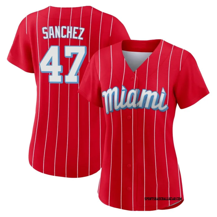 Ali Sanchez Women's Miami Marlins Red Authentic 2021 City Connect Jersey