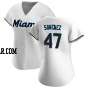 Ali Sanchez Women's Miami Marlins White Authentic Home Jersey