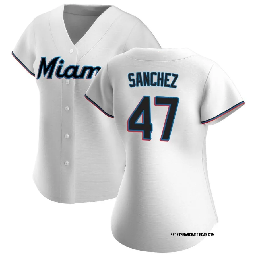 Ali Sanchez Women's Miami Marlins White Authentic Home Jersey