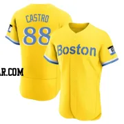 Allan Castro Men's Boston Red Sox Gold/Light Authentic Blue 2021 City Connect Jersey