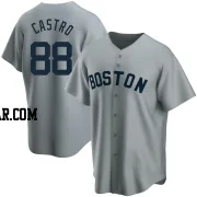 Allan Castro Men's Boston Red Sox Gray Replica Road Cooperstown Collection Jersey