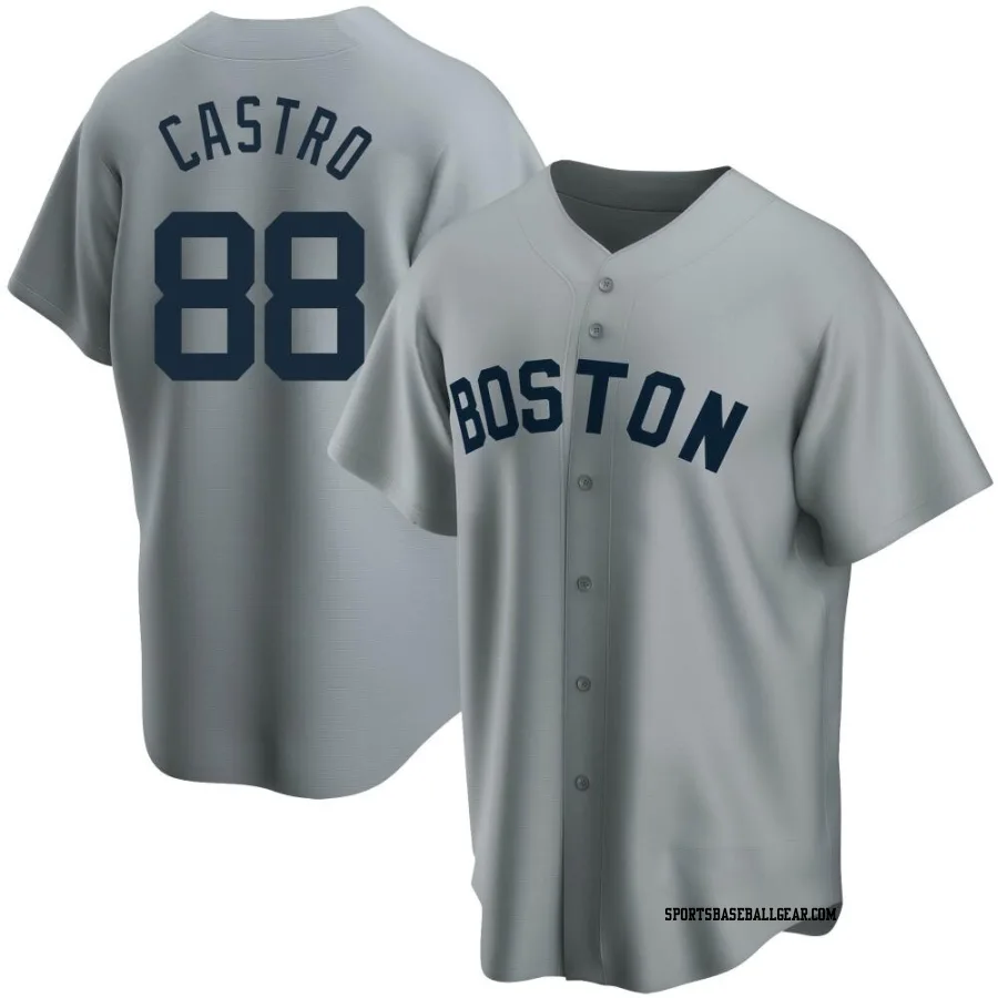 Allan Castro Men's Boston Red Sox Gray Replica Road Cooperstown Collection Jersey