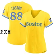 Allan Castro Women's Boston Red Sox Gold/Light Authentic Blue 2021 City Connect Player Jersey