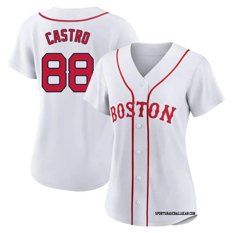 Allan Castro Women's Boston Red Sox White Replica 2021 Patriots' Day Jersey