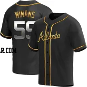 Allan Winans Men's Atlanta Braves Black Golden Replica Alternate Jersey