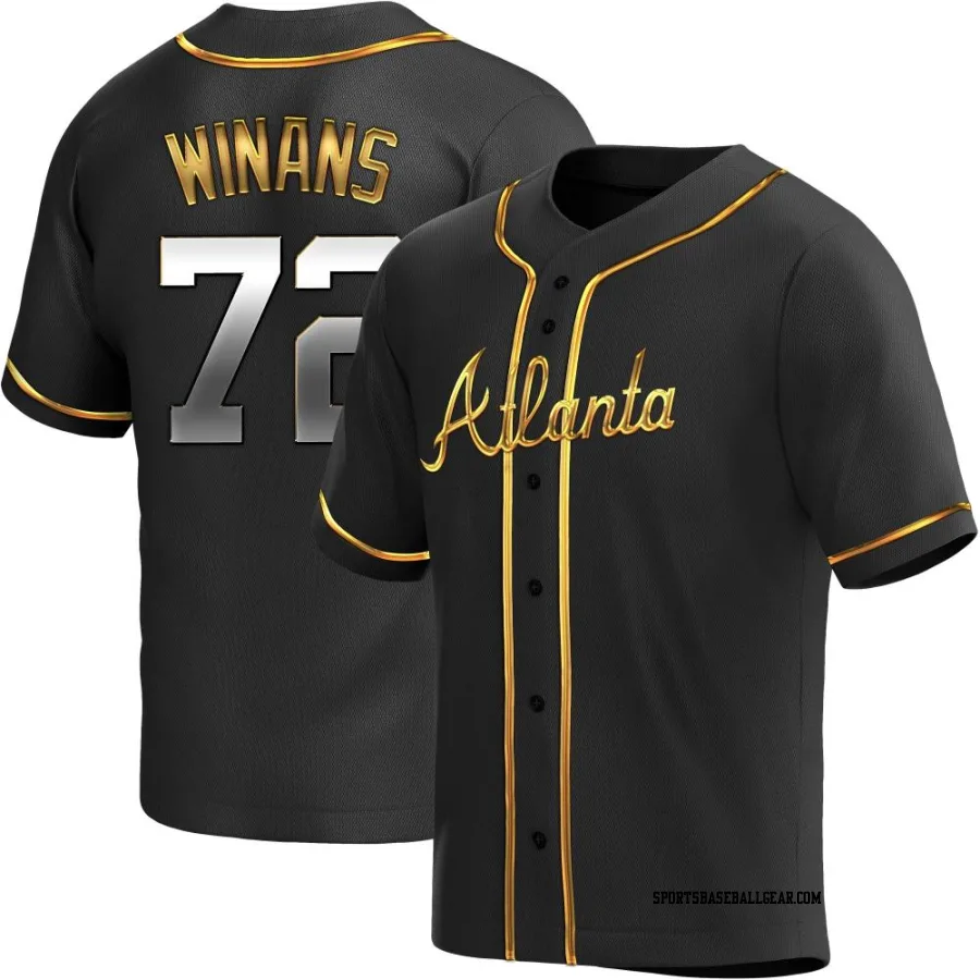 Allan Winans Men's Atlanta Braves Black Golden Replica Alternate Jersey