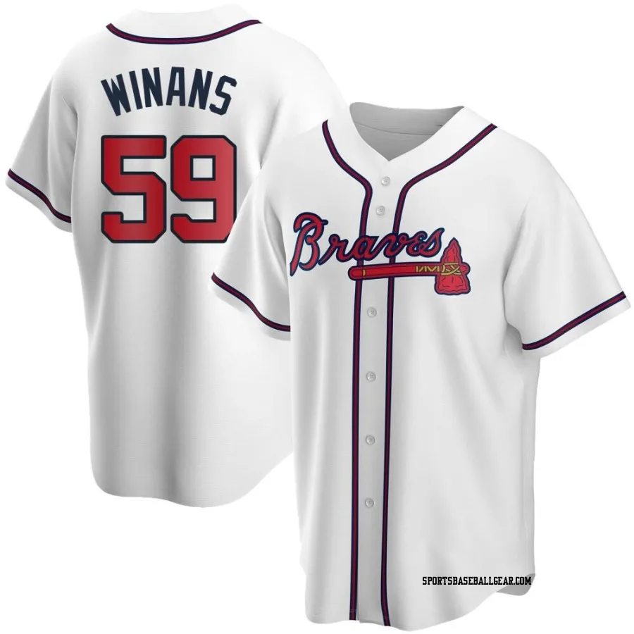 Allan Winans Men's Atlanta Braves White Replica Home Jersey