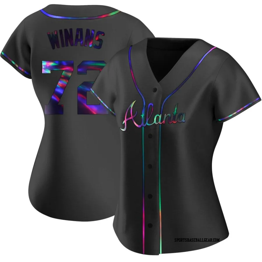 Allan Winans Women's Atlanta Braves Black Holographic Replica Alternate Jersey