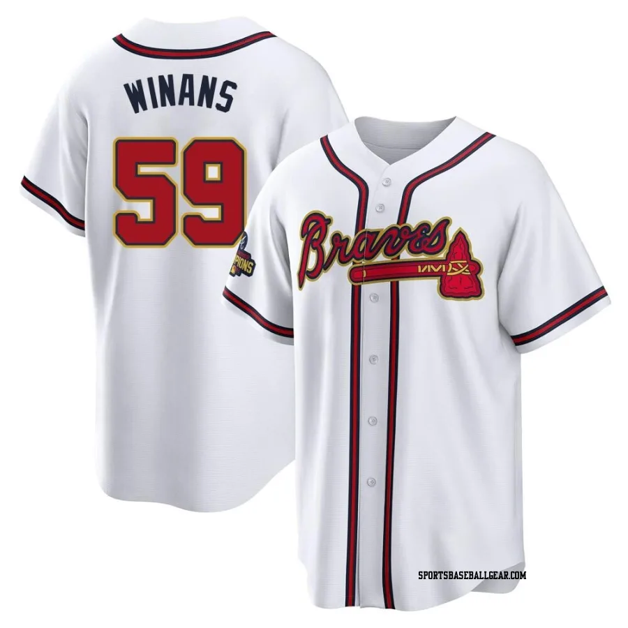 Allan Winans Youth Atlanta Braves Gold Replica White 2022 Program Jersey