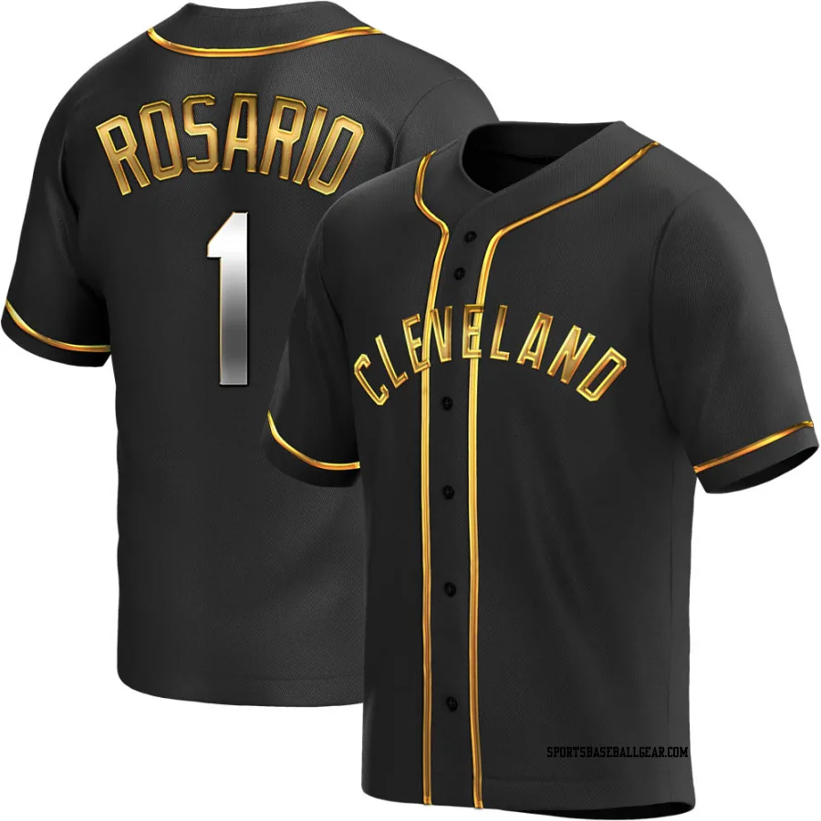 Amed Rosario Men's Cleveland Guardians Black Golden Replica Alternate Jersey