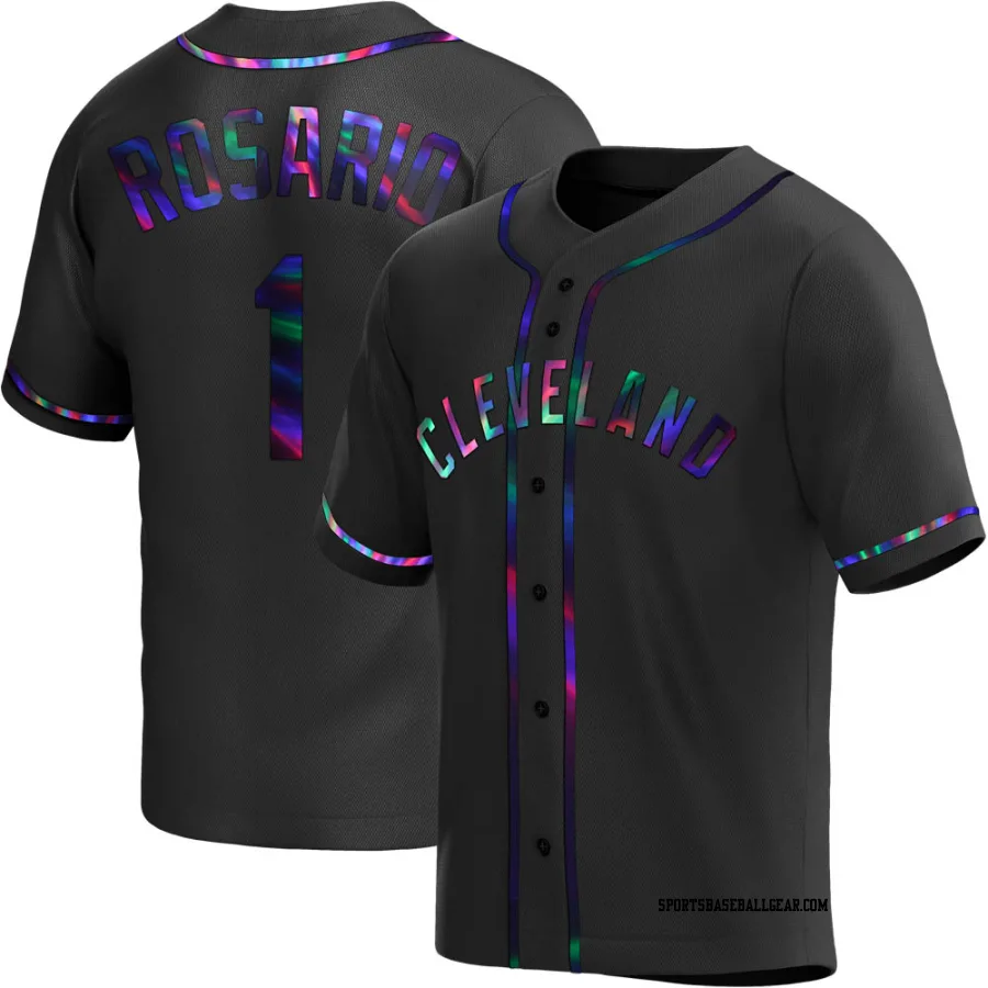 Amed Rosario Men's Cleveland Guardians Black Holographic Replica Alternate Jersey