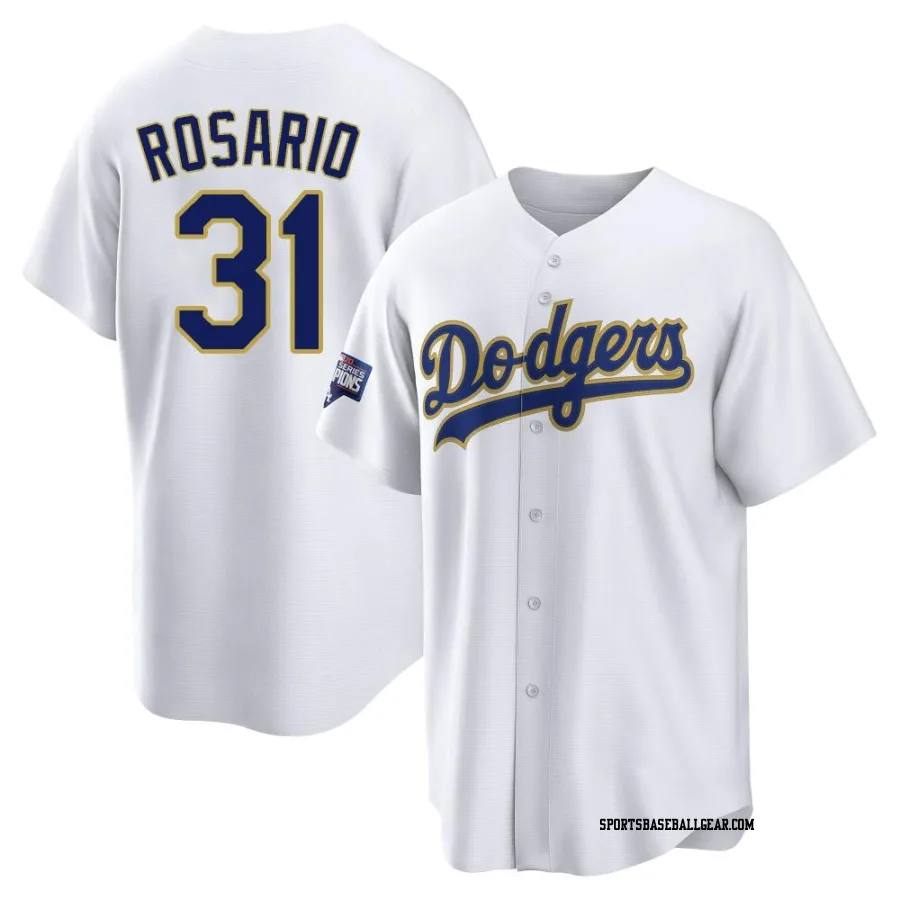 Amed Rosario Men's Los Angeles Dodgers White/Gold Replica 2021 Gold Program Player Jersey