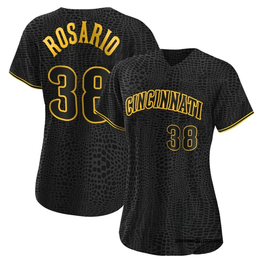 Amed Rosario Women's Cincinnati Reds Black Authentic Snake Skin City Jersey