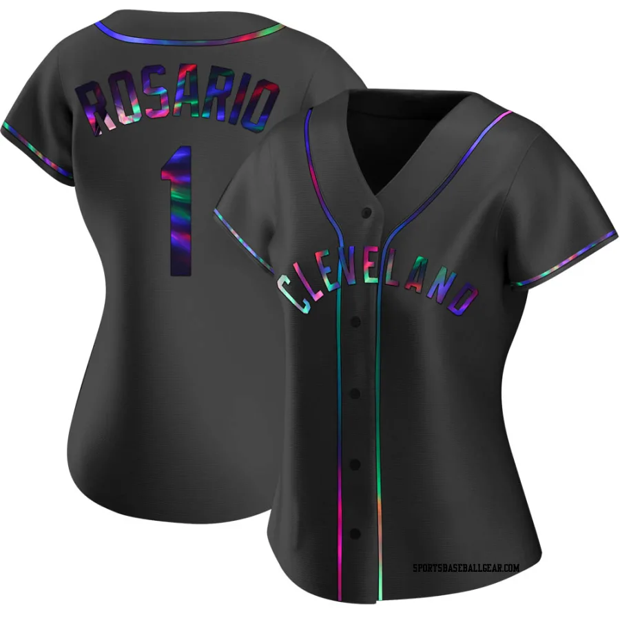 Amed Rosario Women's Cleveland Guardians Black Holographic Replica Alternate Jersey