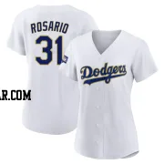 Amed Rosario Women's Los Angeles Dodgers White/Gold Authentic 2021 Gold Program Player Jersey