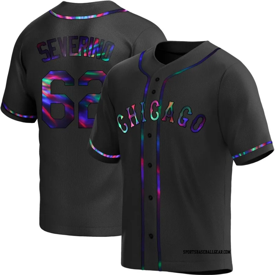 Anderson Severino Men's Chicago White Sox Black Holographic Replica Alternate Jersey