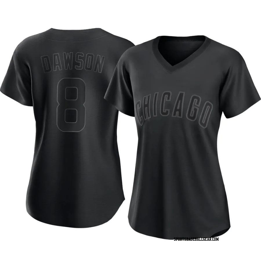 Andre Dawson Women's Chicago Cubs Black Authentic Pitch Fashion Jersey