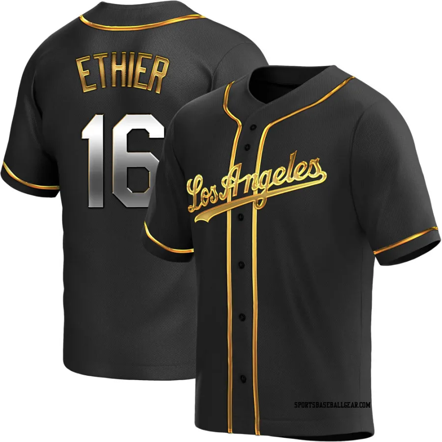 Andre Ethier Men's Los Angeles Dodgers Black Golden Replica Alternate Jersey