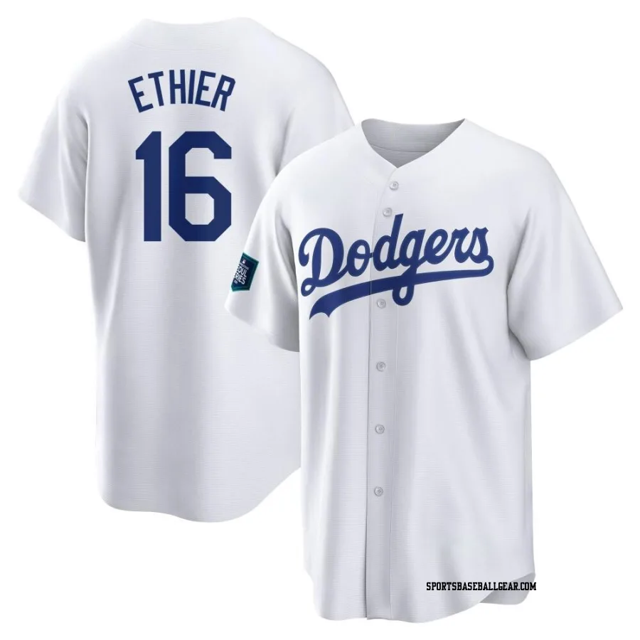 Andre Ethier Men's Los Angeles Dodgers White Replica 2024 World Tour Seoul Series Home Jersey