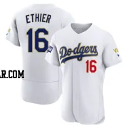 Andre Ethier Men's Los Angeles Dodgers White/Gold Authentic 2021 Gold Program Player Jersey