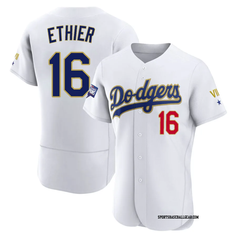 Andre Ethier Men's Los Angeles Dodgers White/Gold Authentic 2021 Gold Program Player Jersey